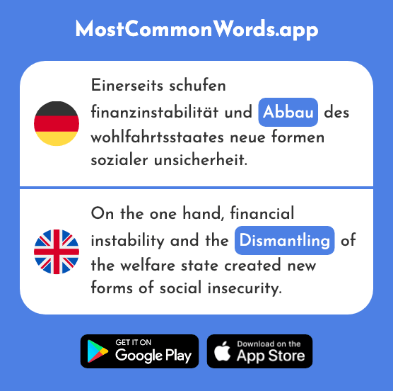 Abbau - Reduction, cut back, eliminate, dismantling (Das 2592 Häufigste Wort In English)