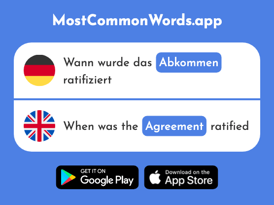Abkommen - Agreement (Das 2993 Häufigste Wort In English)