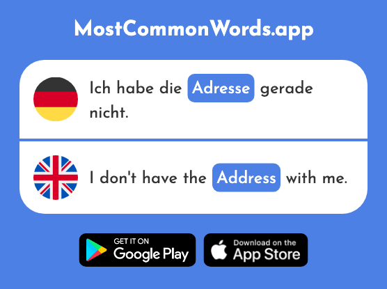 Adresse - Address (Das 2739 Häufigste Wort In English)