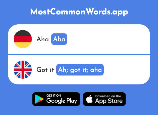 Aha - Ah, got it, aha (Das 1924 Häufigste Wort In English)