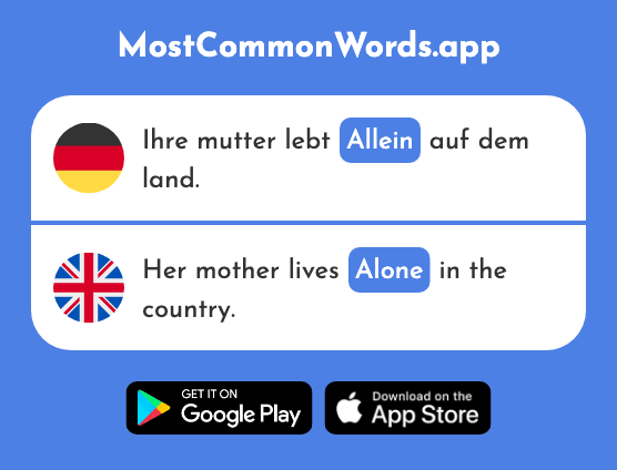Allein, alleine - Alone (Das 267 Häufigste Wort In English)