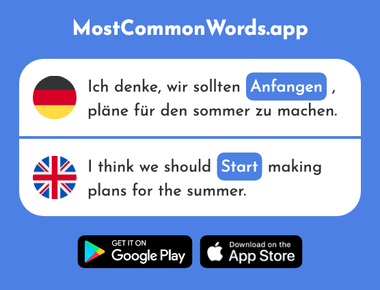 Anfangen - Begin, start (Das 497 Häufigste Wort In English)