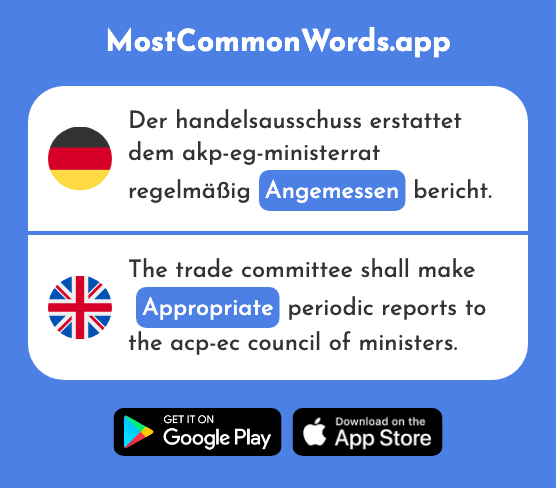 Angemessen - Appropriate (Das 2547 Häufigste Wort In English)