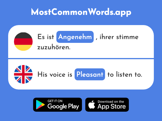 Angenehm - Pleasant (Das 2214 Häufigste Wort In English)