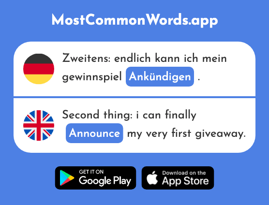 Ankündigen - Announce (Das 1341 Häufigste Wort In English)