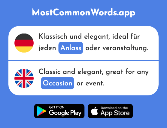 Anlass - Occasion, cause (Das 2058 Häufigste Wort In English)