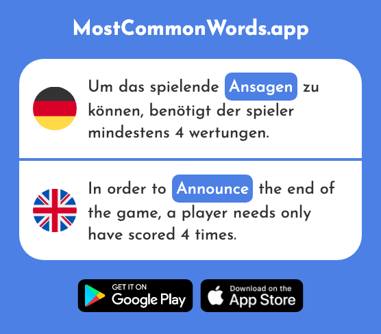 Ansagen - Announce (Das 2888 Häufigste Wort In English)