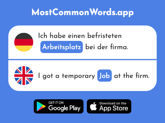 Arbeitsplatz - Workplace, job (Das 1671 Häufigste Wort In English)