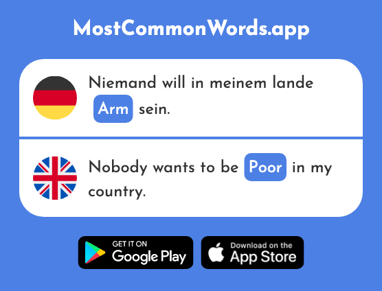 Arm - Poor (Das 1475 Häufigste Wort In English)