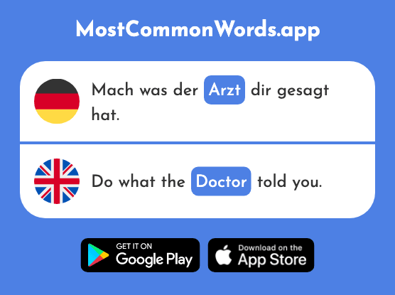 Arzt - Physician, doctor (Das 622 Häufigste Wort In English)