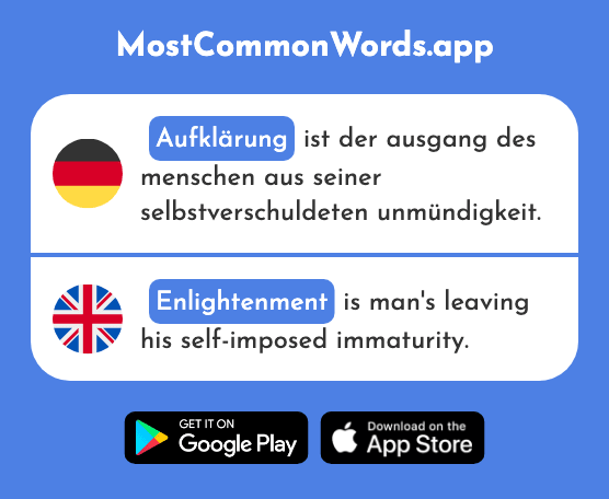 Aufklärung - Enlightenment, solution (Das 2824 Häufigste Wort In English)