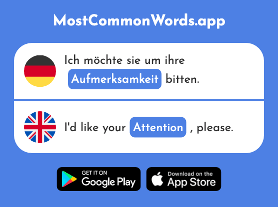 Aufmerksamkeit - Attention (Das 1753 Häufigste Wort In English)