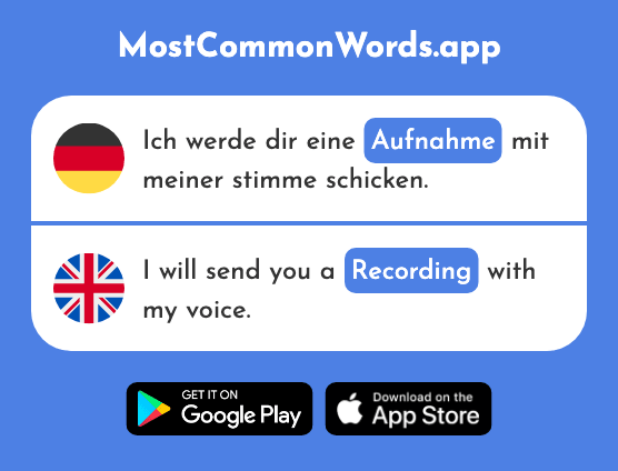 Aufnahme - Reception, recording, snapshot (Das 1403 Häufigste Wort In English)