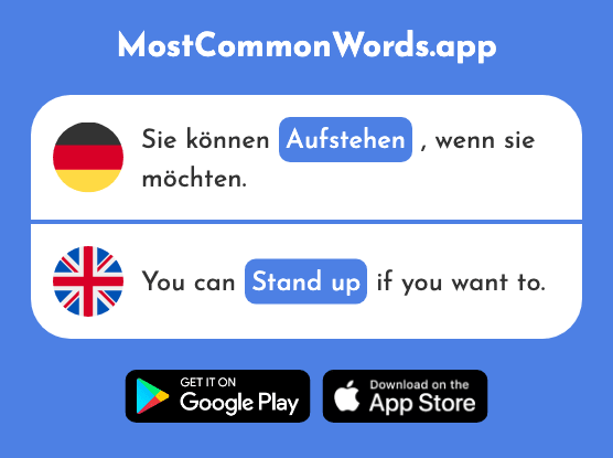 Aufstehen - Stand up, get up (Das 966 Häufigste Wort In English)