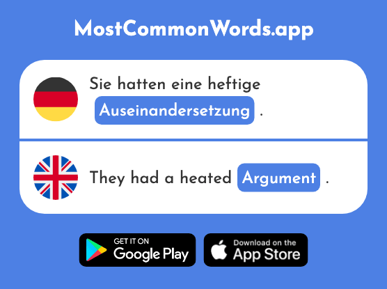 Auseinandersetzung - Argument, quarrel (Das 1841 Häufigste Wort In English)