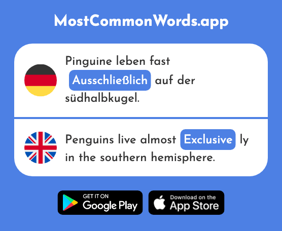 Ausschließlich - Exclusive (Das 1485 Häufigste Wort In English)