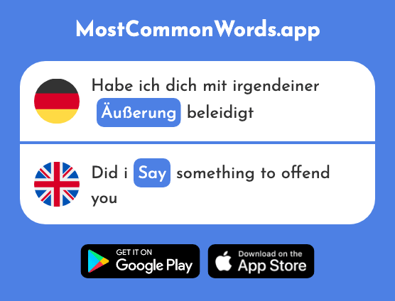 Äußerung - Comment, expression, say, remark (Das 2433 Häufigste Wort In English)