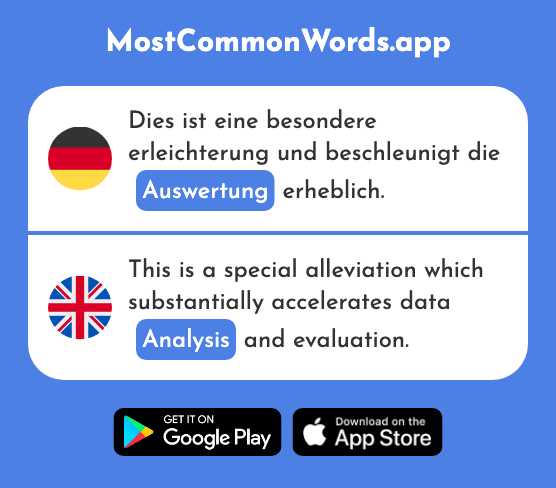 Auswertung - Evaluation, analysis (Das 2778 Häufigste Wort In English)