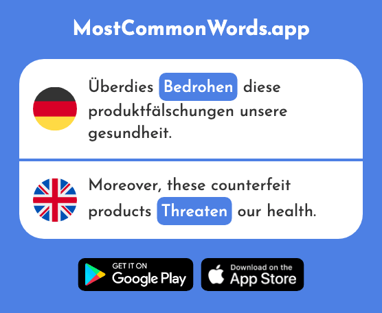 Bedrohen - Threaten (Das 2530 Häufigste Wort In English)