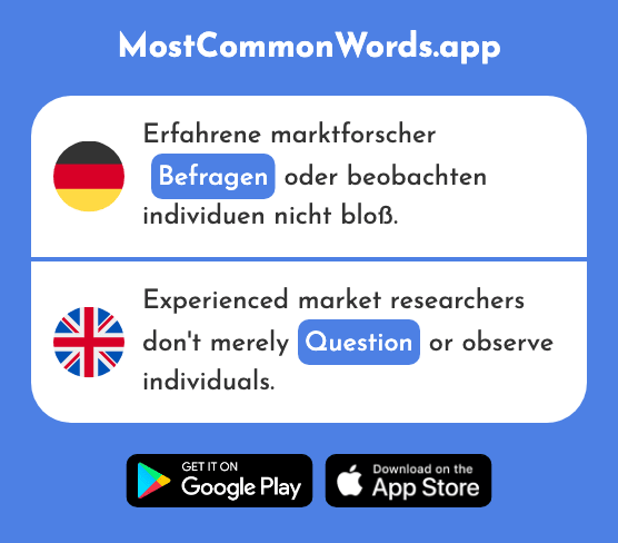 Befragen - Ask, question (Das 1885 Häufigste Wort In English)