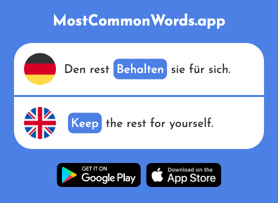 Behalten - Keep (Das 1612 Häufigste Wort In English)