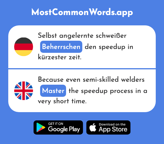 Beherrschen - Control, rule, master (Das 2356 Häufigste Wort In English)