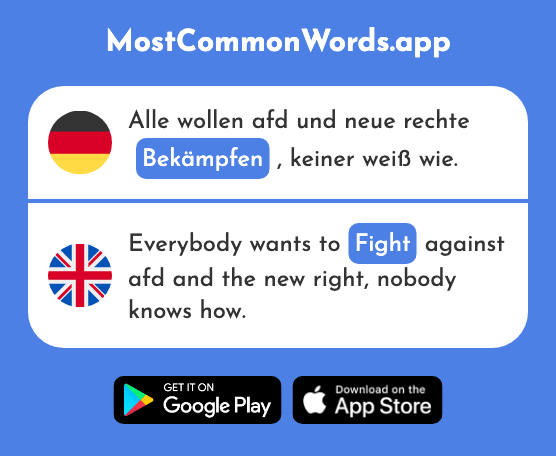 Bekämpfen - Fight, combat (Das 2918 Häufigste Wort In English)