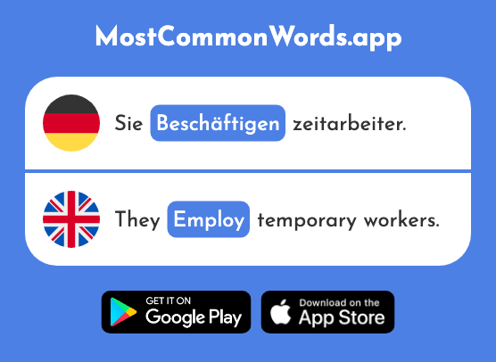 Beschäftigen - Employ, be busy, deal with (Das 714 Häufigste Wort In English)