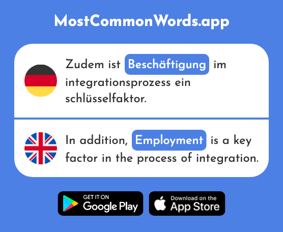 Beschäftigung - Employment, work, job, (Das 2424 Häufigste Wort In English)