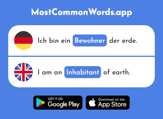 Bewohner - Inhabitant, resident, occupant (Das 2252 Häufigste Wort In English)