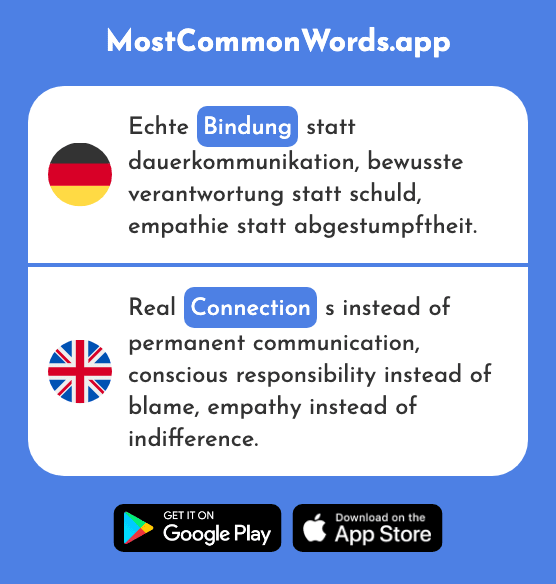 Bindung - Relationship, attachment, connection (Das 912 Häufigste Wort In English)