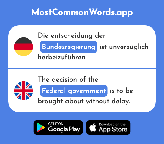 Bundesregierung - Federal government (Das 1345 Häufigste Wort In English)