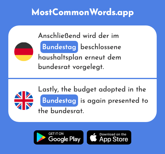 Bundestag - Bundestag (Das 2082 Häufigste Wort In English)