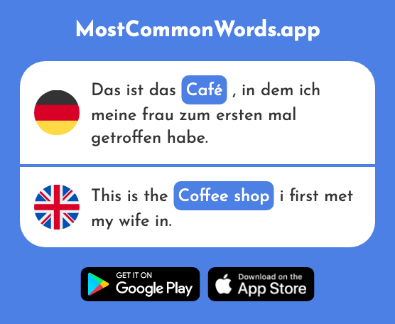Café - Coffeehouse, coffee shop (Das 2492 Häufigste Wort In English)
