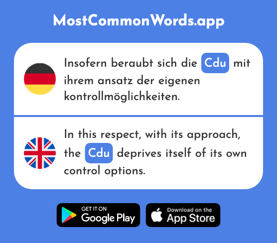Cdu - Cdu (Das 894 Häufigste Wort In English)