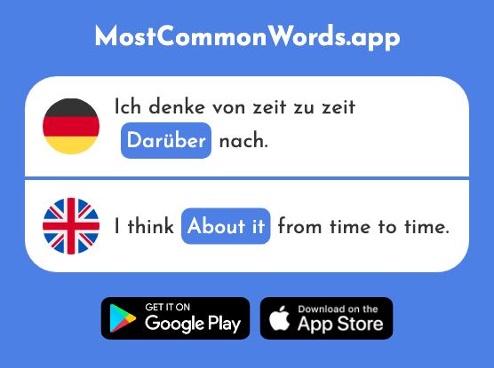 Darüber, drüber - Above it, about it (Das 283 Häufigste Wort In English)