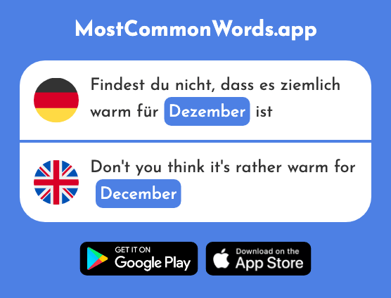 Dezember - December (Das 1527 Häufigste Wort In English)