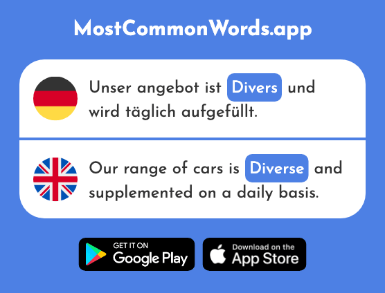 Divers - Diverse, various (Das 2961 Häufigste Wort In English)