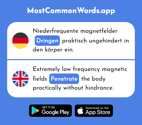 Dringen - Penetrate, get through (Das 2892 Häufigste Wort In English)
