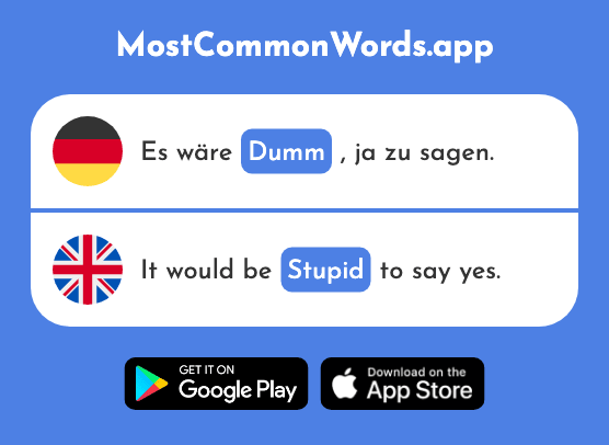 Dumm - Stupid (Das 2270 Häufigste Wort In English)