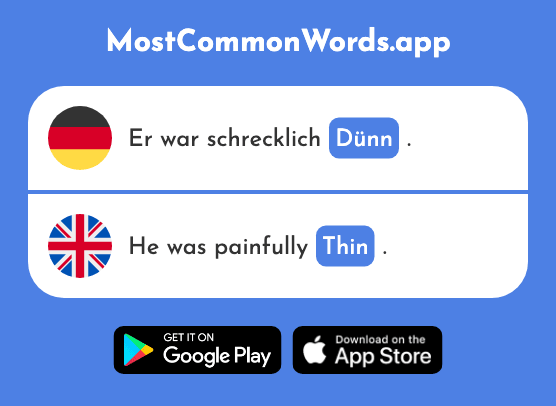Dünn - Thin (Das 1739 Häufigste Wort In English)