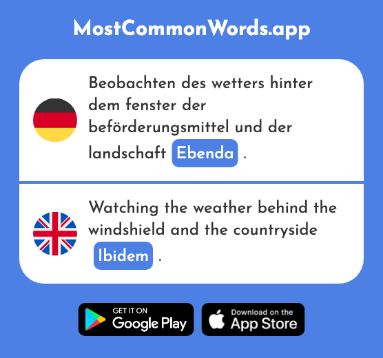 Ebenda - Ibidem, at the same place (Das 2367 Häufigste Wort In English)