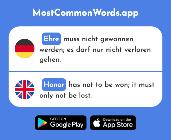 Ehre - Honor (Das 2454 Häufigste Wort In English)