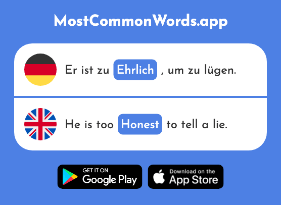 Ehrlich - Honest (Das 1588 Häufigste Wort In English)