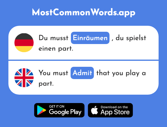 Einräumen - Put away, admit, concede (Das 2818 Häufigste Wort In English)