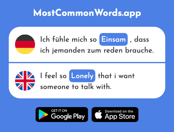 Einsam - Lonely, isolated (Das 2481 Häufigste Wort In English)