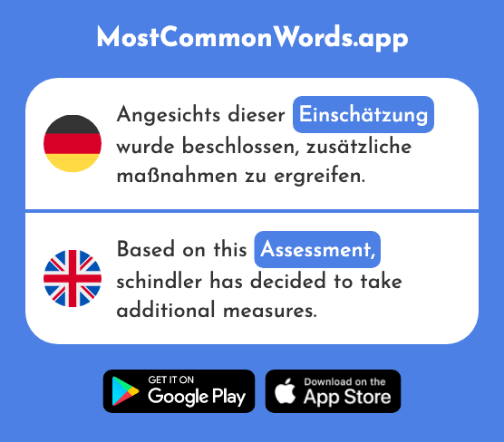 Einschätzung - Opinion, assessment, (Das 2845 Häufigste Wort In English)