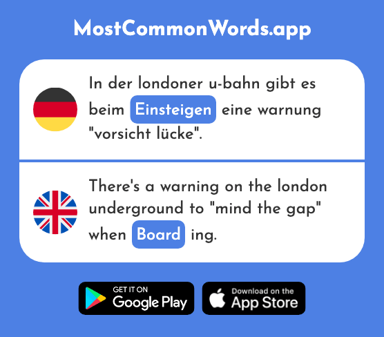 Einsteigen - Board, get in (Das 2835 Häufigste Wort In English)