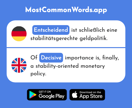 Entscheidend - Decisive (Das 905 Häufigste Wort In English)