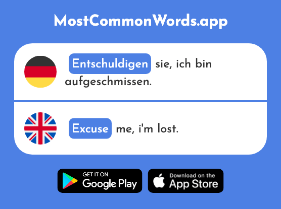 Entschuldigen - Excuse, apologize (Das 1958 Häufigste Wort In English)